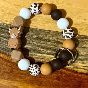 Cute Cow Silicone Key Ring Bracelet Wristlet. Made specially by seller.